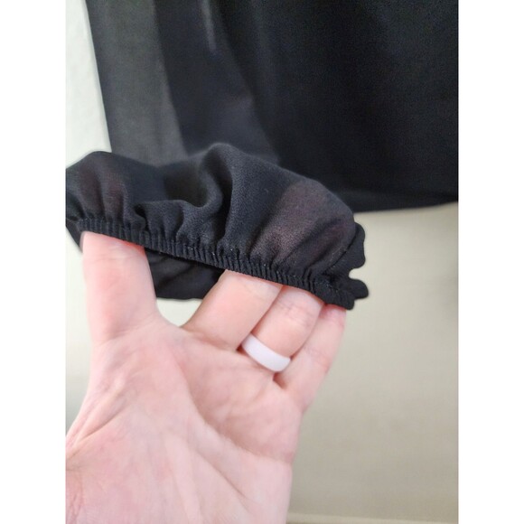 Petite Assembly Womens SP Black Semi Sheer Long Sleeve Square Neck Blouse - Picture 3 of 5